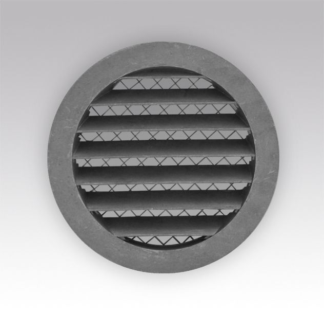 10РКМ, Решетка вентиляционная круглая c сеткой D125 с фланцем D100, Алюминий