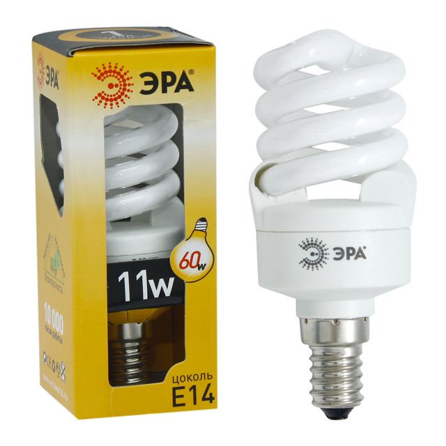 Энергосберегающая лампа ЭРА F-SP-11-827-E14 мягкий свет (12/48/2112)