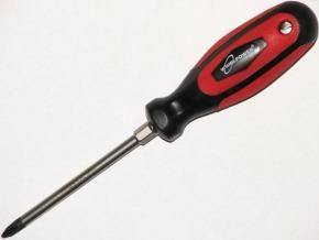 Отвертка крестовая "WhirlPower" CR-V, намагниченный наконечник, резиновая маслобензостойкая ручка усиленная, с шестигранником под ключ 2 х 100 мм