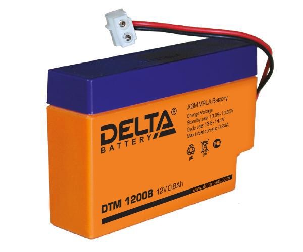 Аккумулятор DELTA 12V  0.8 с проводом