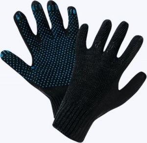 Перчатки хозяйственные,нейлон.Черные с синими вкраплениями.Повышенная износостойкость