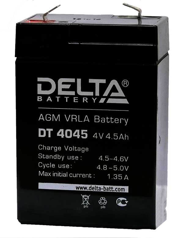 Аккумулятор DELTA 4V 4.5Ah   (в размере 6V 4,5Ah)