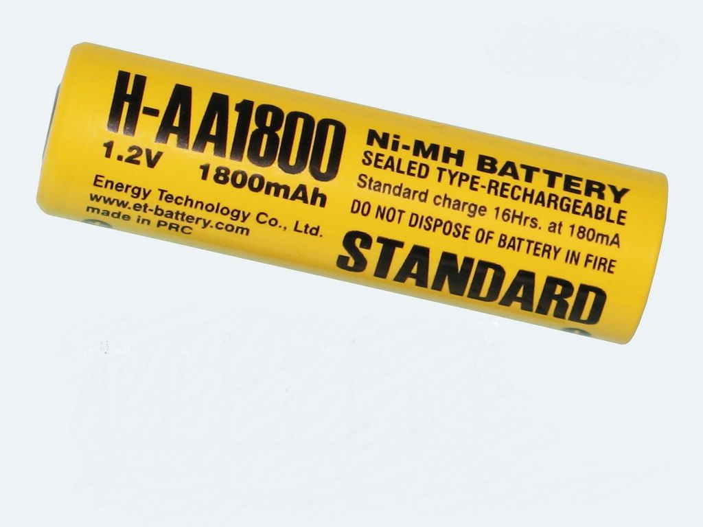 Промышленный аккумулятор ET  H-AA1800   STANDARD 14.5*49.0  1800mAh   NI-MH